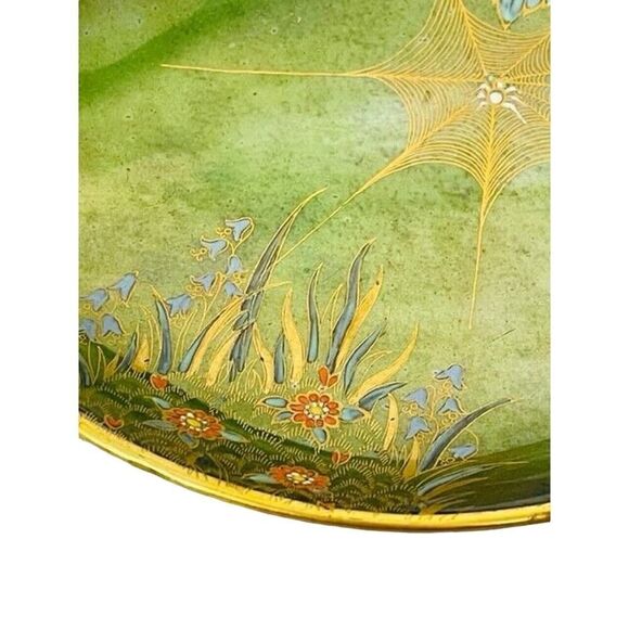 Rare Carlton Ware 'Spider's Web' Vert Royale Green Oval Tray c1950 Art Deco - Picture 4 of 6